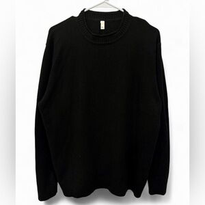 Men's Black Crewneck Pullover Long Sleeve Sweater XL Casual Dressy Basic Warm
